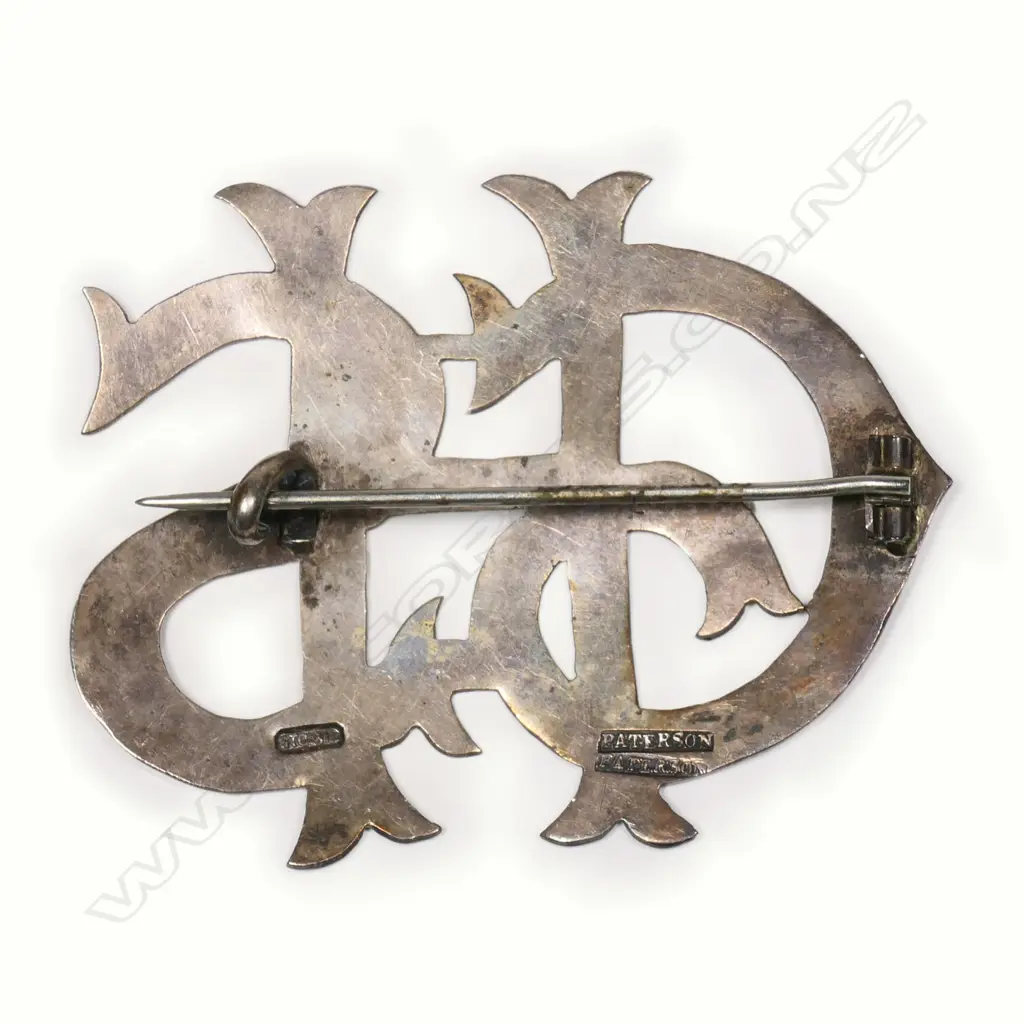 William Paterson (Dunedin) silver initials brooch, Image 1++